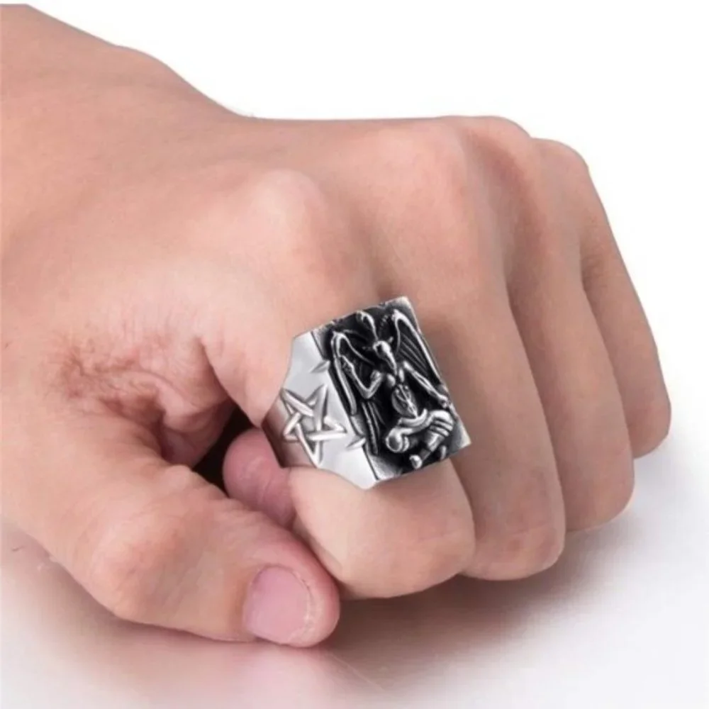 Stainless Steel Goat Satanic Punk Ring